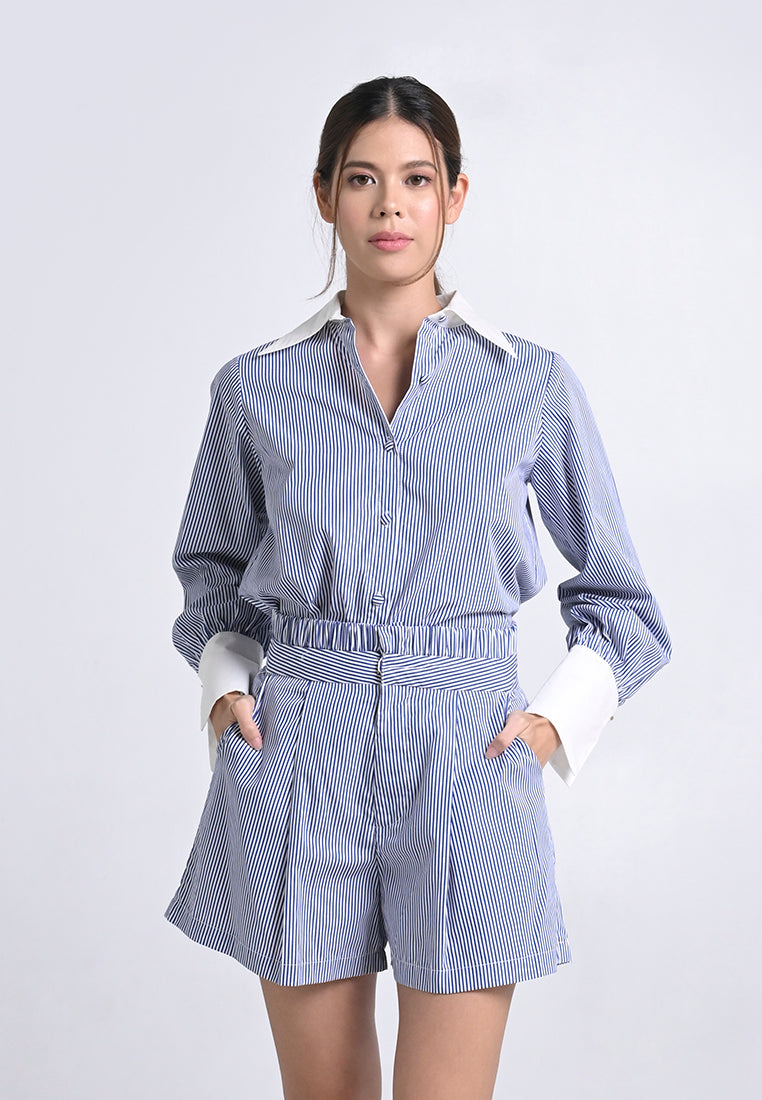 Archetype Travel Harkin Long Sleeve Top (Striped Blue)