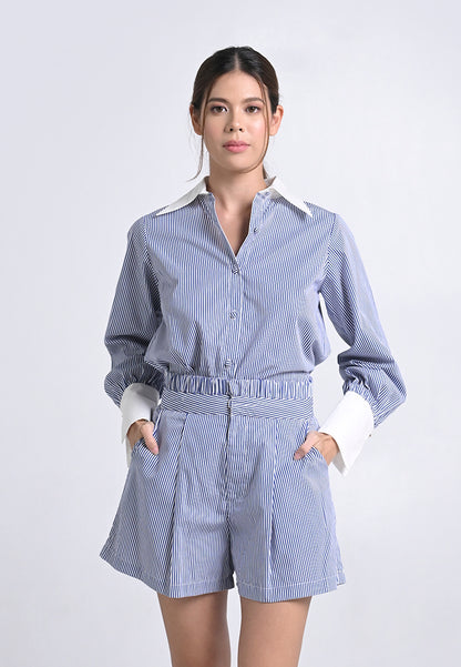 Archetype Travel Harkin Long Sleeve Top (Striped Blue)