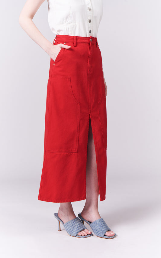 DNM Studios Harmonee Denim Skirt (Red)