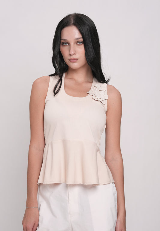 Harmonie Sleeveless Top (Light Peach)