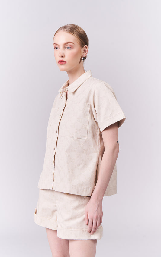 DNM Studios Hariette Short Sleeve Top (P. Beige)