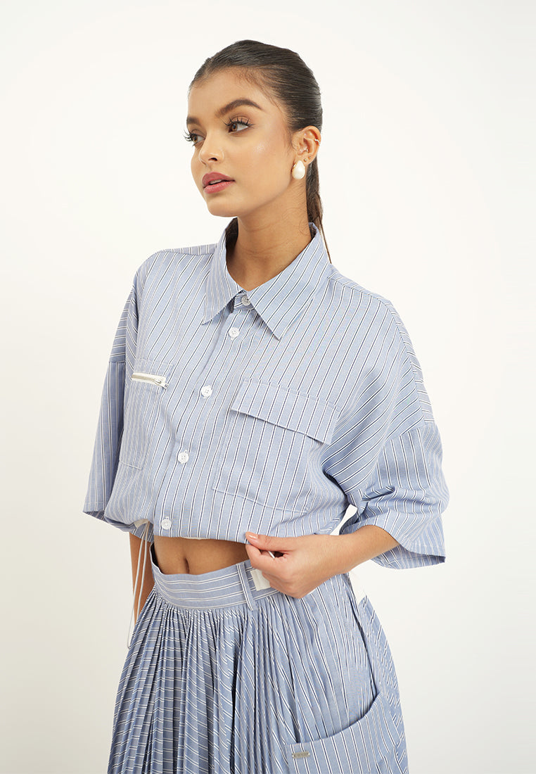 Raf Heron Short Sleeve Top (Blue/White)