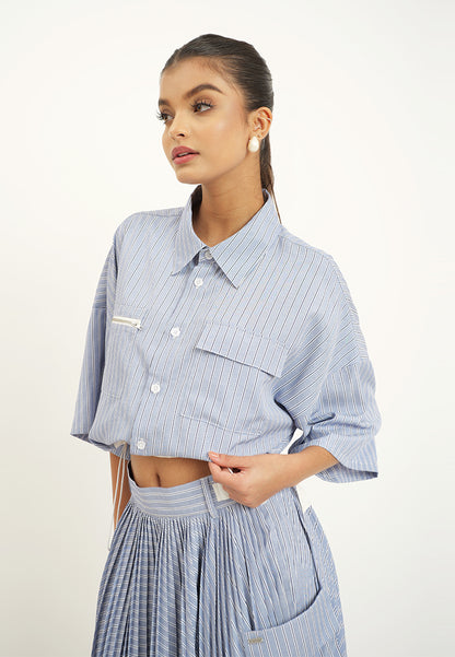 Raf Heron Short Sleeve Top (Blue/White)