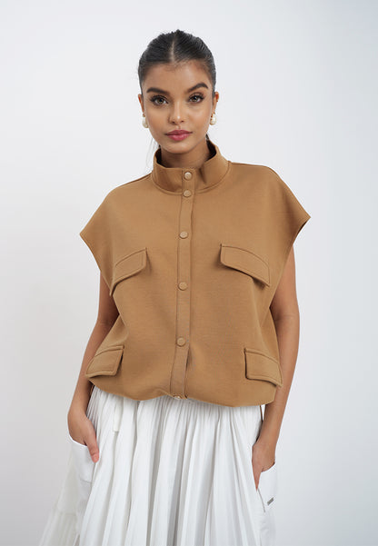 Raf Holt Extended Sleeve Top (Camel)