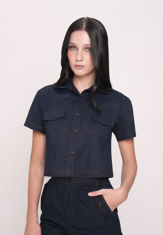 Howell Short Sleeve Top (Navy)