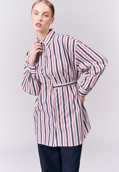 DNM Studios Humphrey Long Sleeve Tunic Top (Red & White)