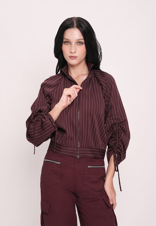 Huxlei Long Sleeve Top (Striped Plum)
