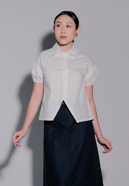 Holiday 2025 Ibhya Short Sleeve Top (Off White)