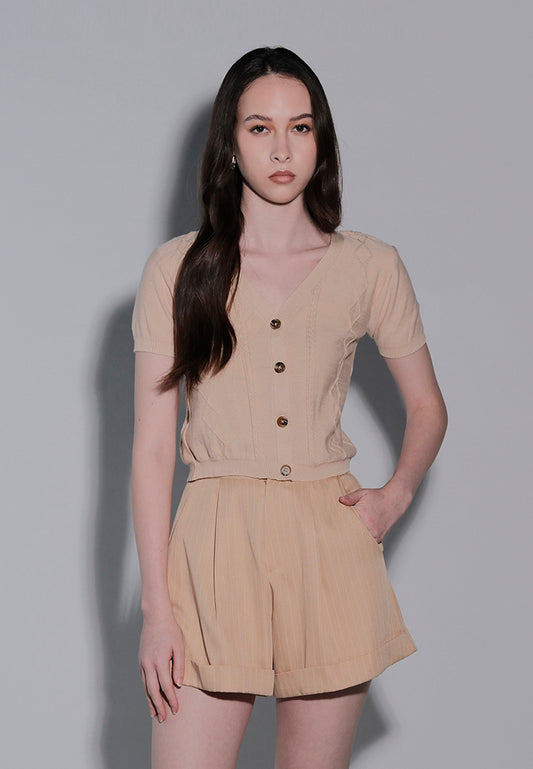 Holiday 2025 Icel Short Sleeve Top (Khaki)