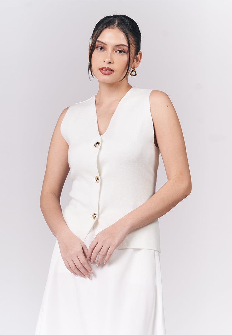 Idaria Sleeveless Top (Off-white)