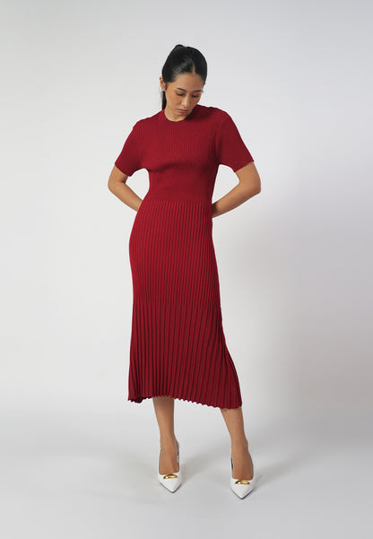 Raf Ida Short Sleeve Dress  (Red)