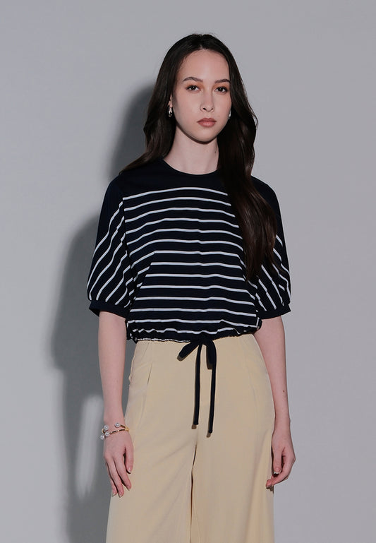 Holiday 2025 Idhaya Short Sleeve Top (Striped Navy)