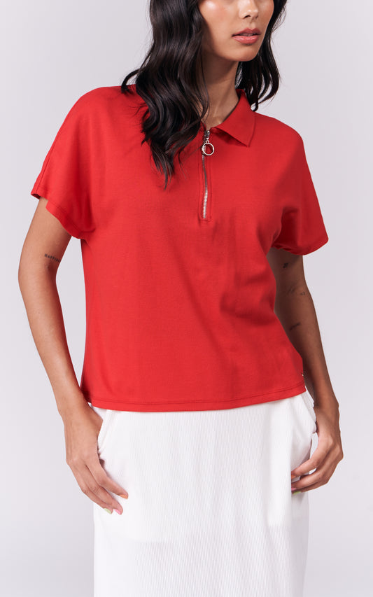 Ikara Short Sleeve Top (Red)