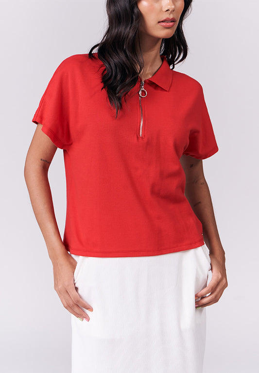 Ikara Short Sleeve Top (Red)