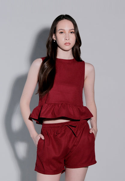 Holiday 2025 Imma Top And Shorts Set Top (Burgundy)