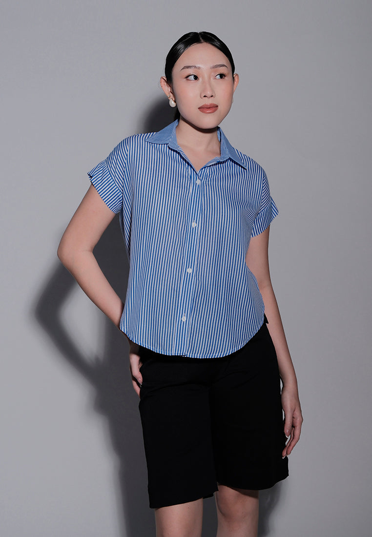Holiday 2025 Iran Short Sleeve Top (Striped  Blue)
