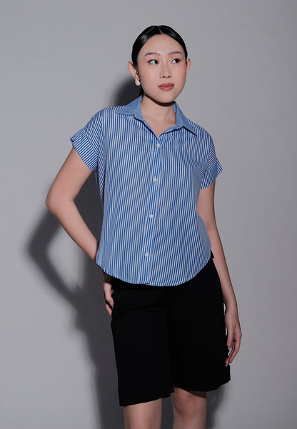 Holiday 2025 Iran Short Sleeve Top (Striped  Blue)
