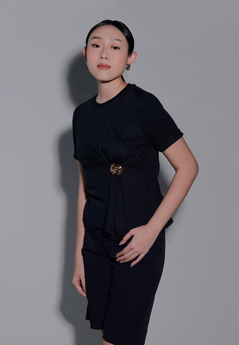 Holiday 2025 Irinna Short Sleeve Top (Navy)
