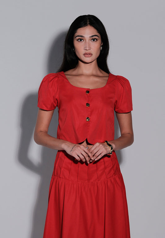 Holiday 2025 Irisha Short Sleeve Top (Red)
