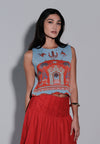 Holiday 2025 Irley Sleeveless Top (Printed Blue)
