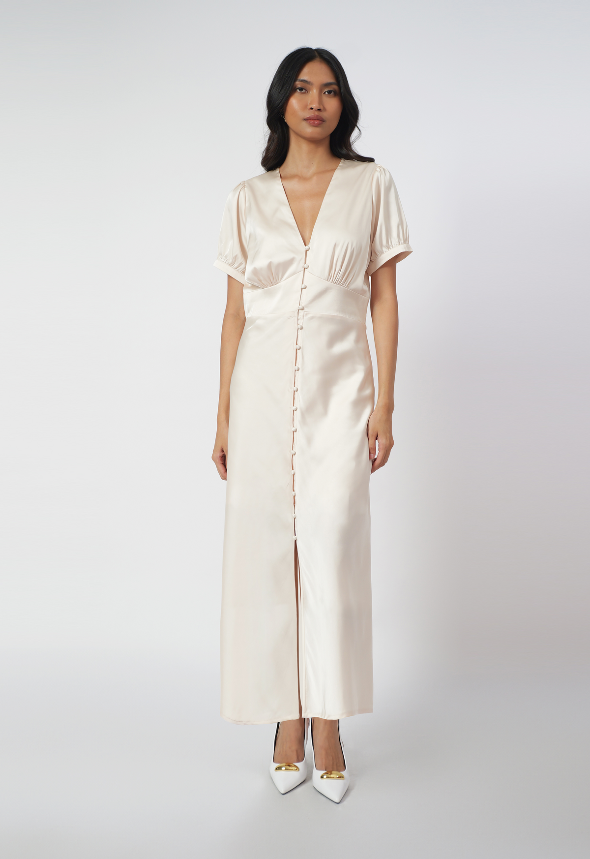 Raf Isabelle Short Sleeve Dress  (Cream)