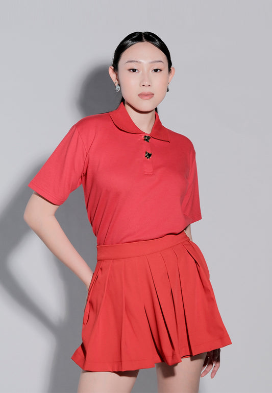 Holiday 2025 Isha Short Sleeve Sportshirt Top (Red)
