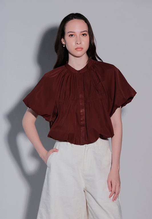 Holiday 2025 Jab Short Sleeve Top (Dark Brown)