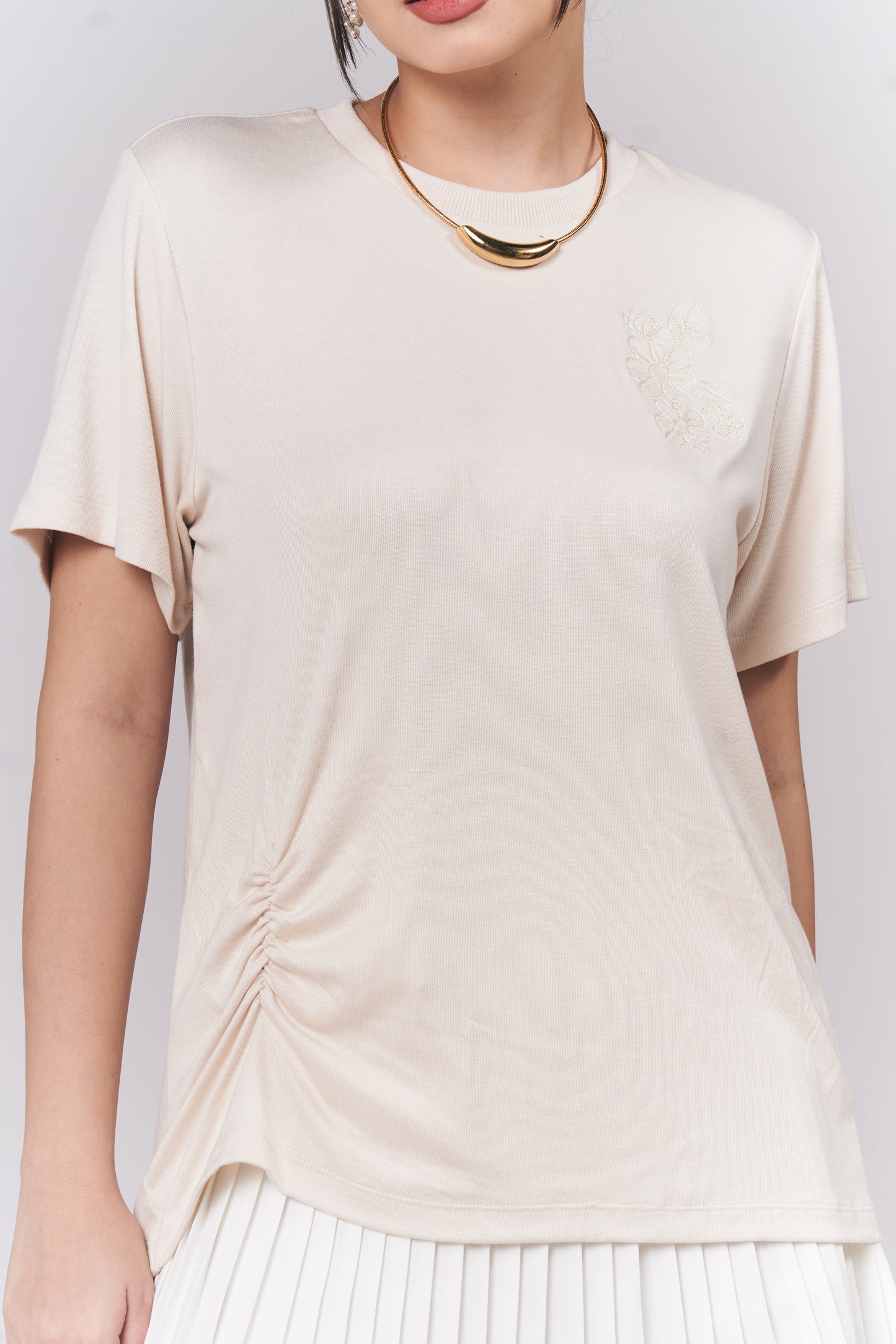 Jacey Short Sleeve Top (Cream)