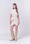 Jance Short Sleeve Dress (Beige)