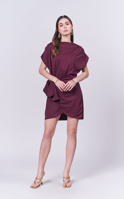 Jance Short Sleeve Dress (Burgundy)