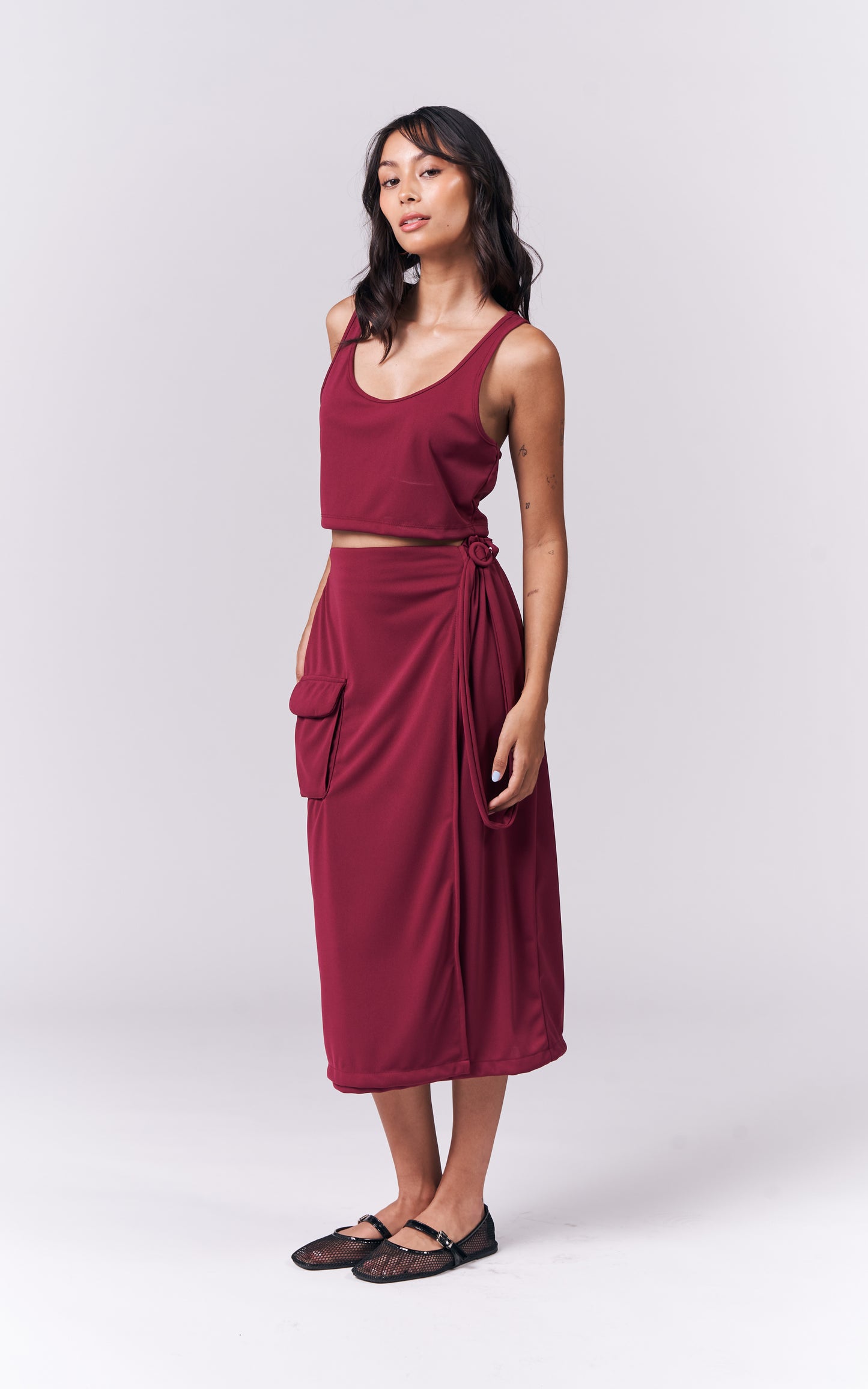 Jazmine Sleeveless And Skirt (Burgundy)