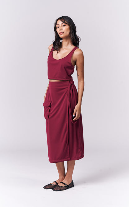 Jazmine Sleeveless And Skirt (Burgundy)