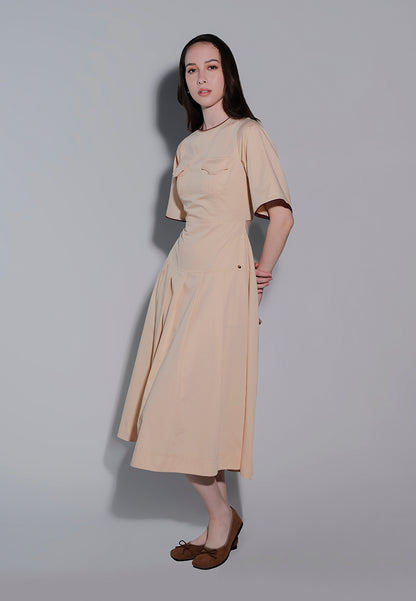 Holiday 2025 Jengga Short Sleeve Dress  (Beige)