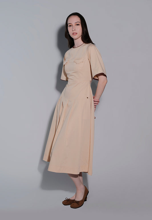 Holiday 2025 Jengga Short Sleeve Dress  (Beige)