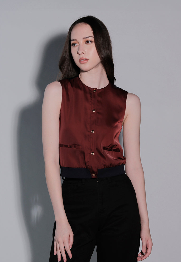 Holiday 2025 Jest Sleeveless Top (Maroon)