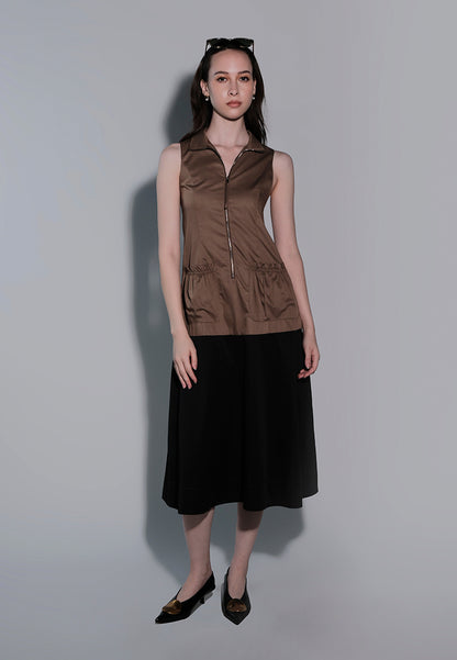 Holiday 2025 Jhanna Sleeveless Dress  (Khaki Black)