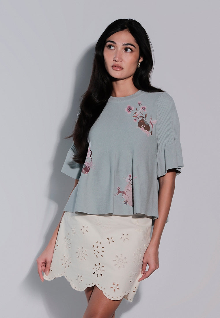 Holiday 2025 Jitters Short Sleeve Top (Mint Green)