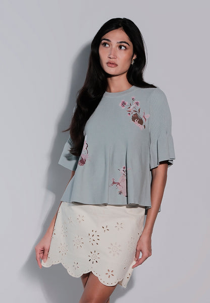 Holiday 2025 Jitters Short Sleeve Top (Mint Green)