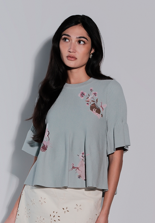 Holiday 2025 Jitters Short Sleeve Top (Mint Green)