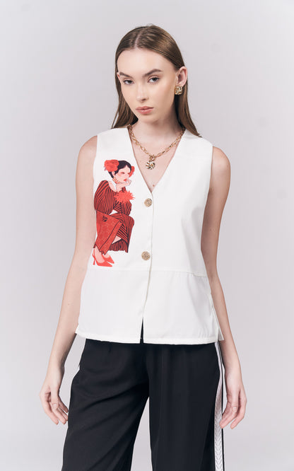 Joyous Sleeveless Vest (White)