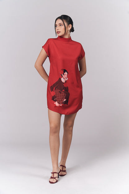 Joyous Short Sleeve Dress (Red)