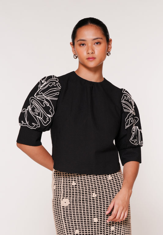 Raf Karma Quarter Sleeve Top (Black)
