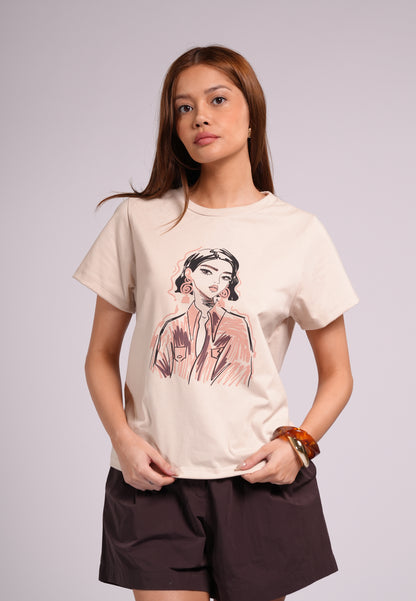 Summer Tees 2026 Maria Short Sleeve Shirts Top (Khaki)