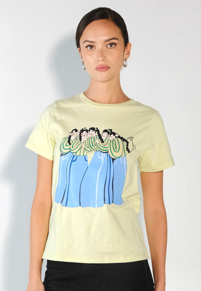 Culturatees Maritess Short Sleeve Shirt Top (Light Yellow)