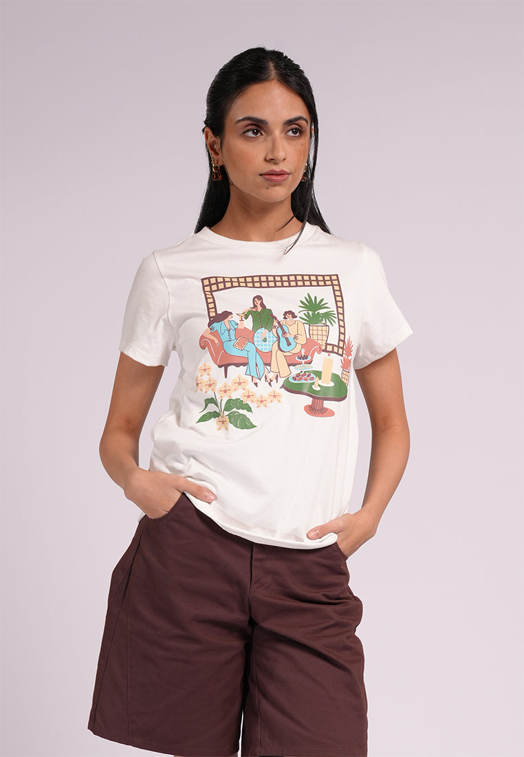 Summer Tees 2026 Milena Short Sleeve Shirts Top (White)