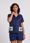 Archetype Summer Essentials Monroe Short Sleeve Top (Spot Print Navy)