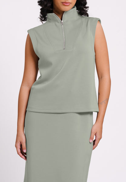 Raf Neat Sleeveless Top (Sage)