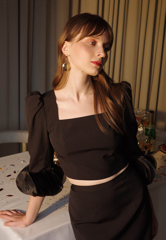 Plains & Prints X Michael Leyva Naomie Long Sleeve Top (Black)