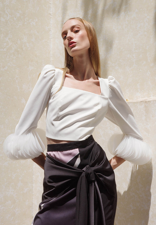 Plains & Prints X Michael Leyva Naomie Long Sleeve Top (White)