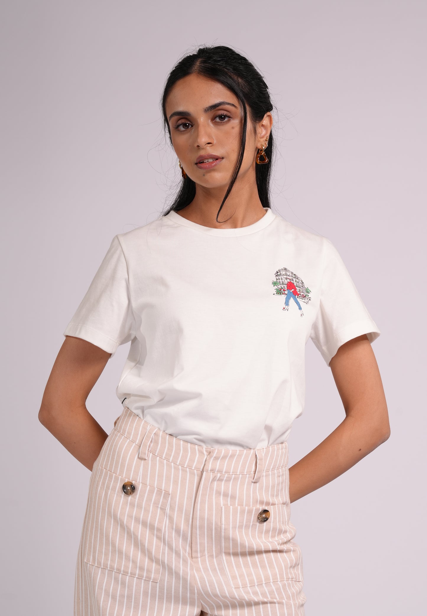 Summer Tees 2026 Odesa Short Sleeve Shirt Top(White)